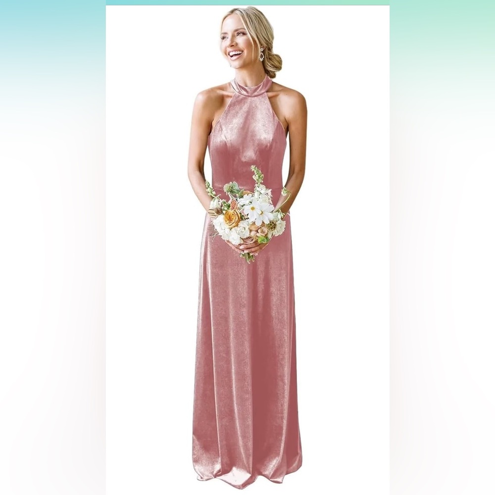 Size 14 Dusty Rose Velvet bridesmaids dress.